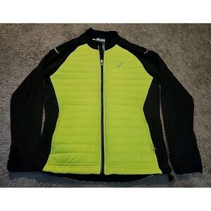 Asics Mens Full-Zip Quilted Running Jacket  Reflective Details Lightweight Med